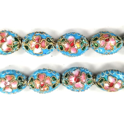 ENAMEL FLAT OVAL 9X13MM TURQUOISE